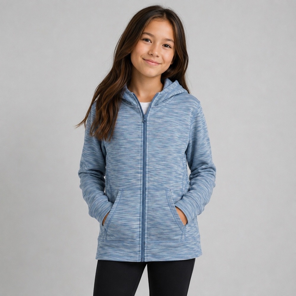 90 Degree By Reflex Girls Hooded Athletic Jacket Full Zip Blue Size L 12